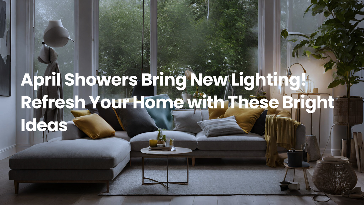 Bright and cozy living room with large windows, soft ambient lighting, modern sofa, and decorative pillows, illustrating fresh home lighting ideas for an April home refresh.