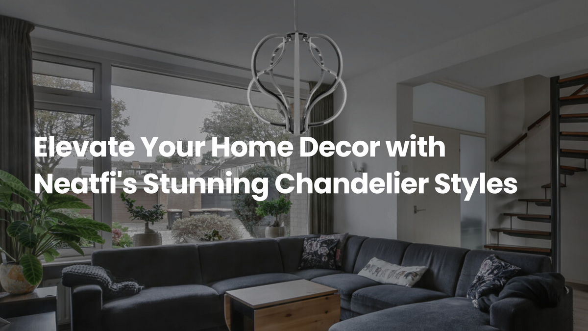 Modern living room with a sculptural chandelier, sectional sofa, large windows, and staircase, showcasing elegant chandelier styles that elevate home decor.