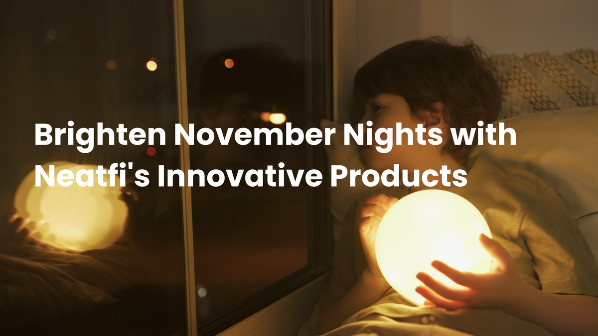 Child sitting by a window at night holding a glowing round lamp, creating a warm and cozy scene that highlights innovative home lighting products.