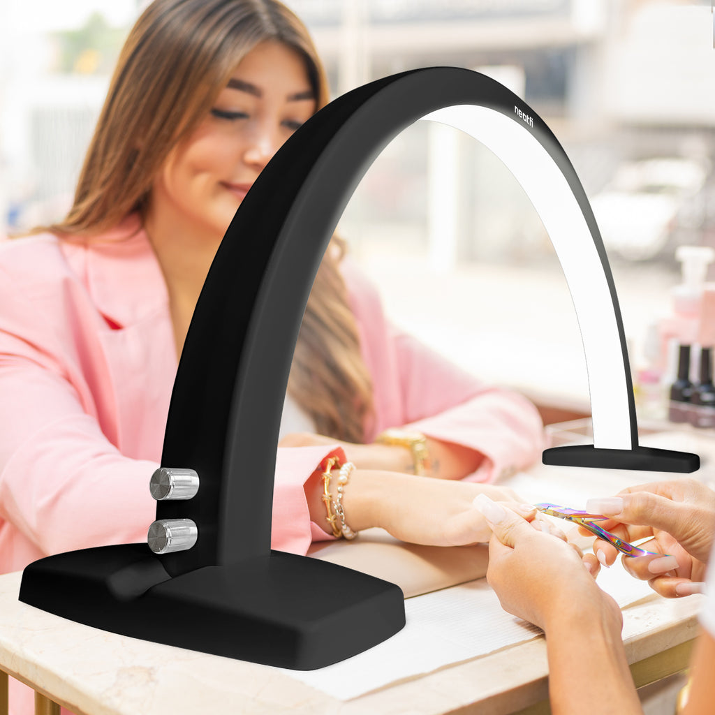 LED Half Moon Light for Nail Tech, Estheticians, and Cosmeticians, 1600 Lumens, 3 Light Modes, Desk lamp for Nail Art, Facial Treatments, Threading & Tattoo Applications