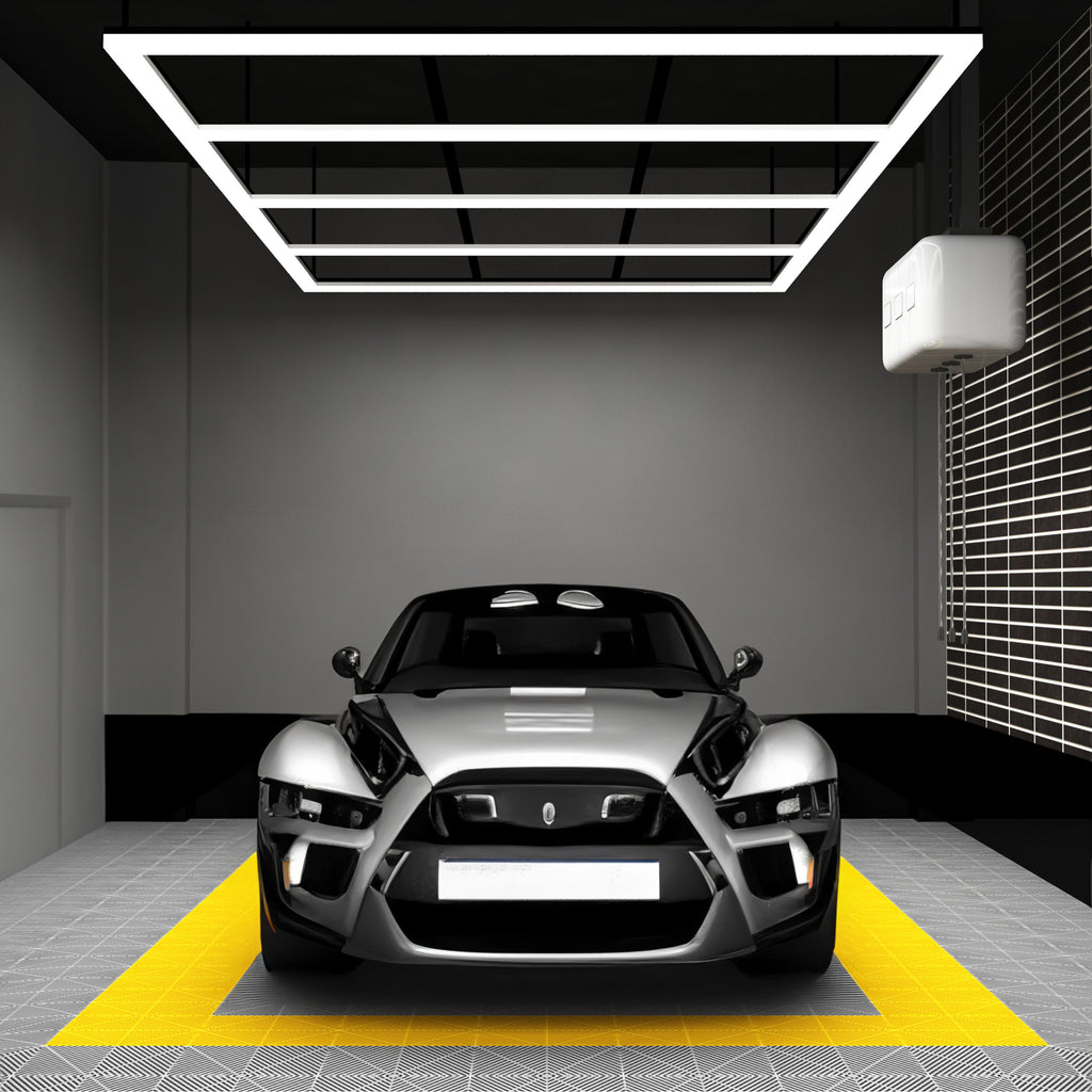 4 Panels LED Ceiling Light – 31,680 Lumens Ultra-Bright for Auto Shops, Warehouse & Gyms, Cool White