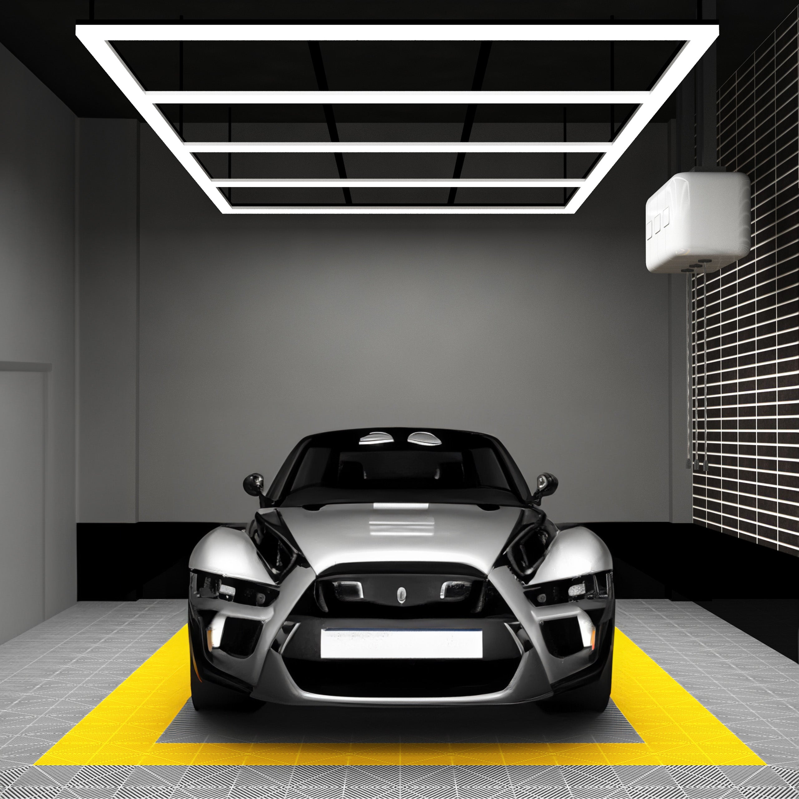 4 Panels LED Ceiling Light – 31,680 Lumens Ultra-Bright for Auto Shops, Warehouse & Gyms, Cool White