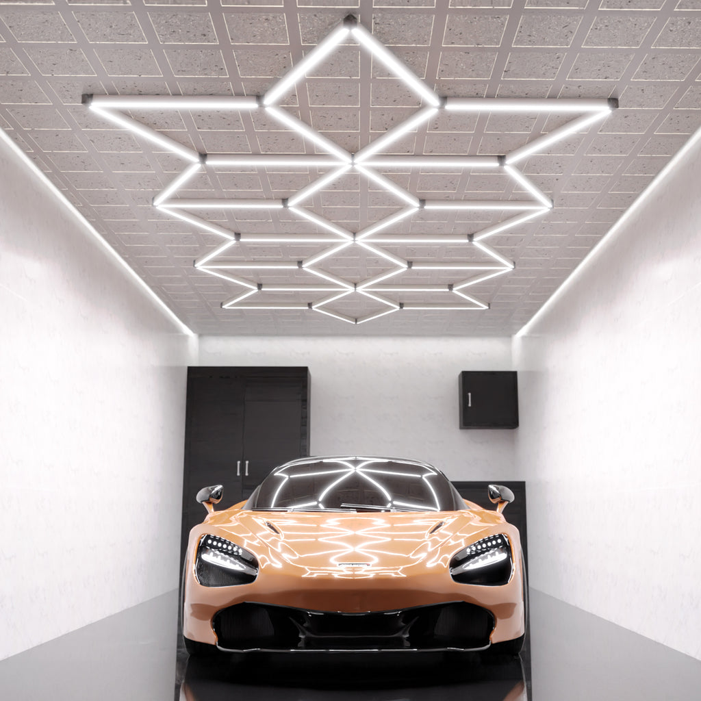 Snowflake Pattern LED Car Garage Light, Polygonal Geometric Design - Cool White