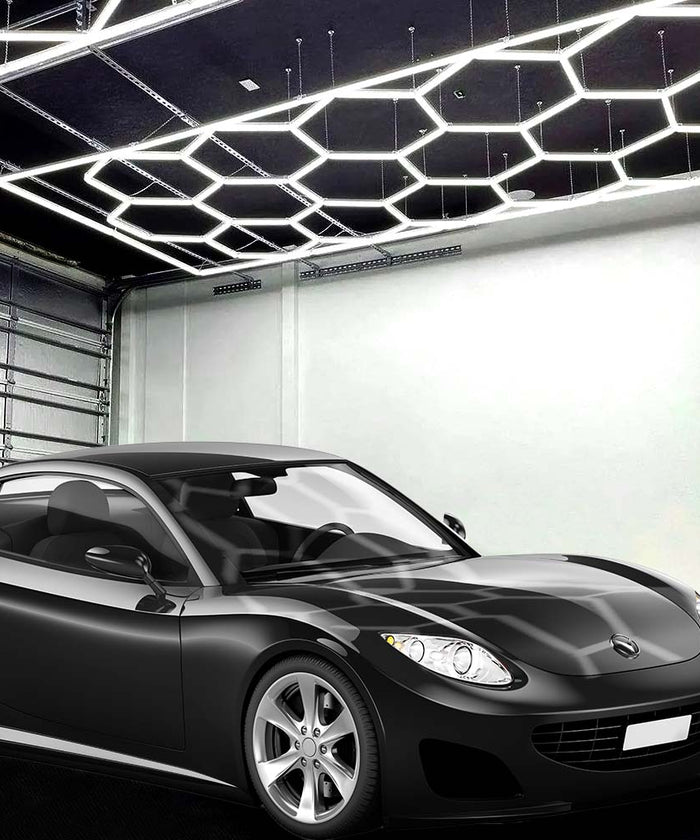 15 Hexagon Grids LED Car Garage Light with Hanging Kit - Cool White
