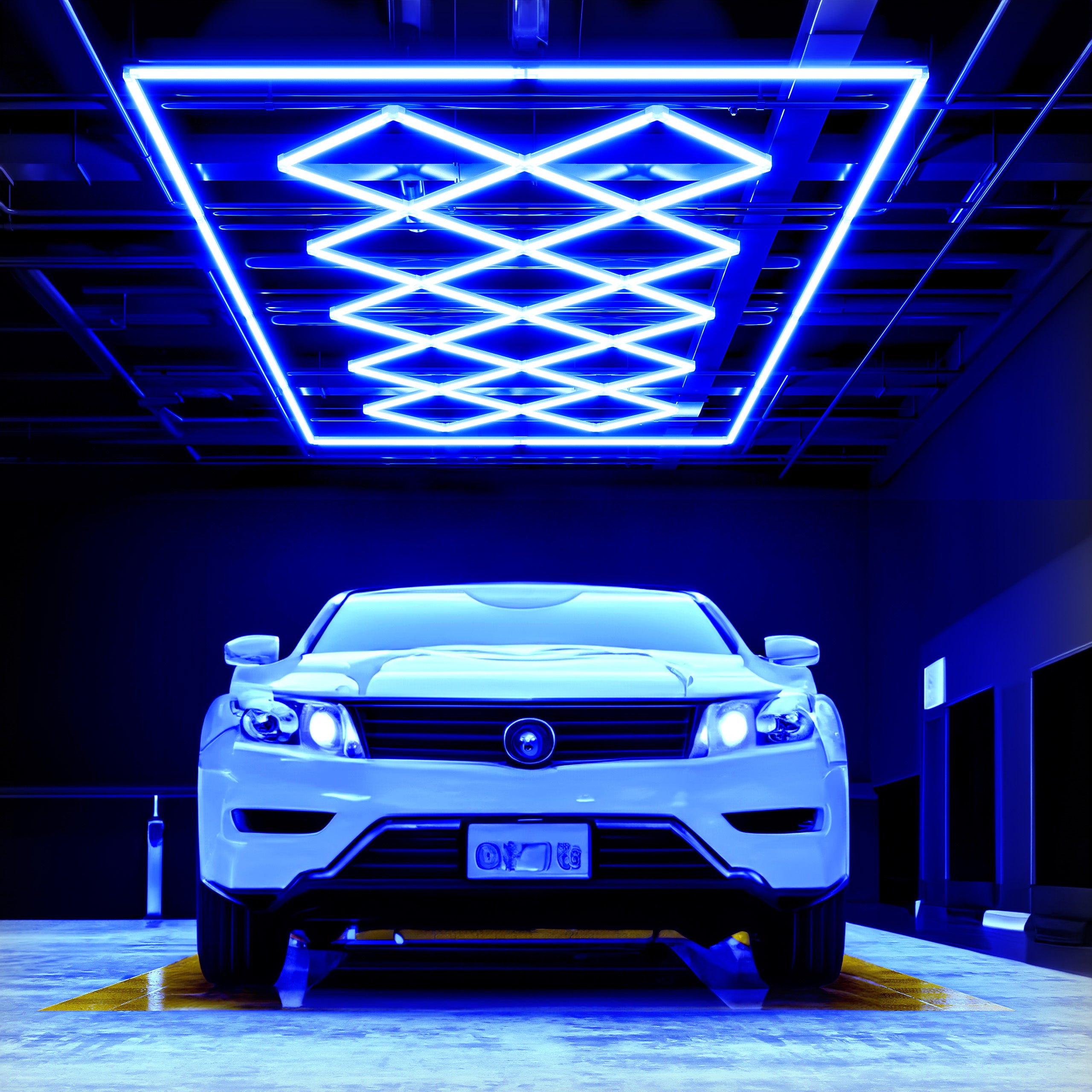 56,320 Lumens Ultra-Bright Diamond Grid LED Ceiling Light for Basements, Shops & Gyms, Blue