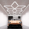 Snowflake Pattern LED Car Garage Light, Polygonal Geometric Design with Hanging Kit - Cool White