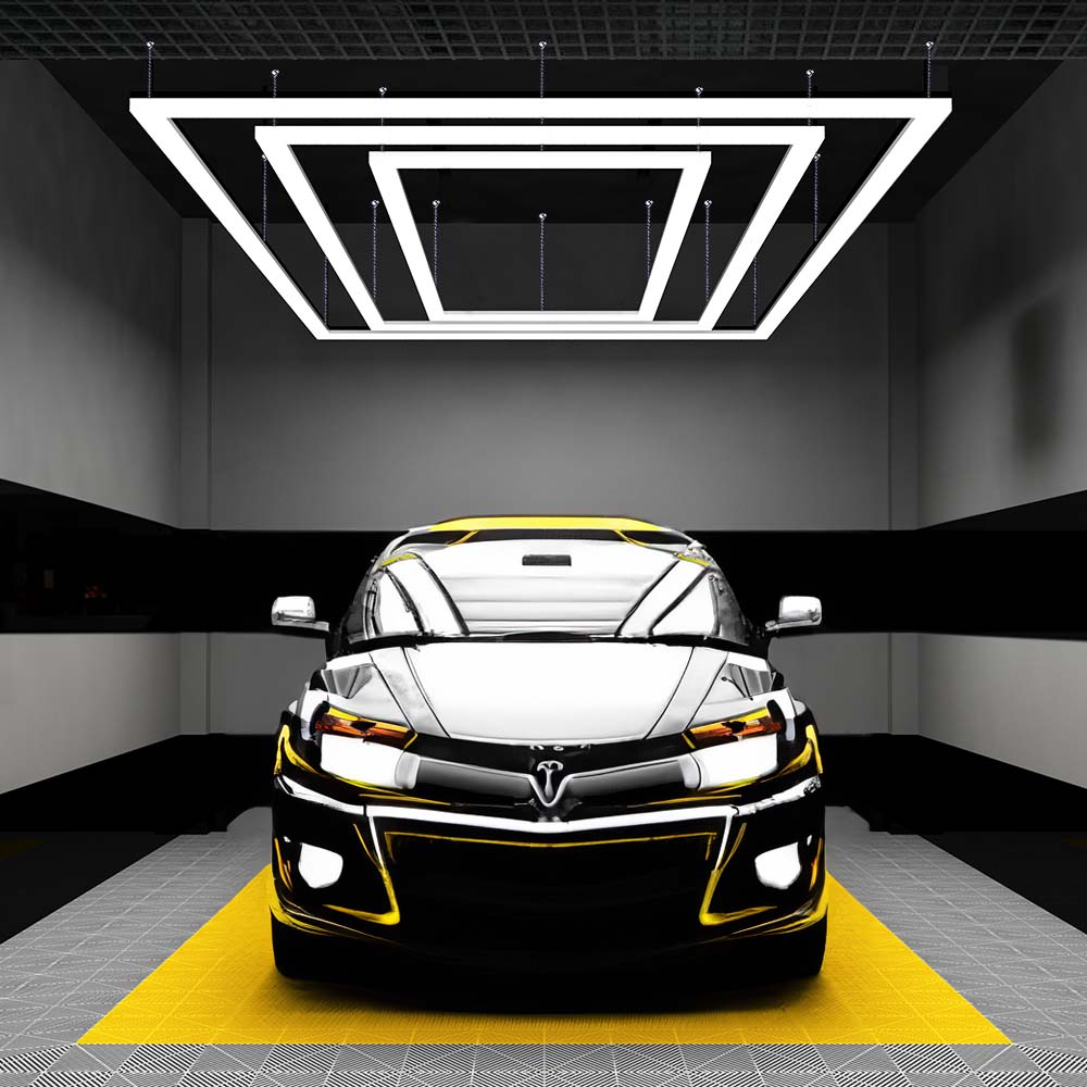 3 Rectangle Shape LED Ceiling Light, Car Garage Light with Hanging Kit - Cool White
