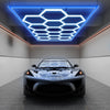 15 Hexagon Grids LED Car Garage Light with 3 Power Cables - Blue