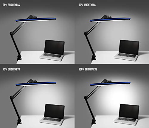 23" Wide Shade XL 2,200 Lumens LED Task Lamp with Clamp and Correlated Color Temperature - Black