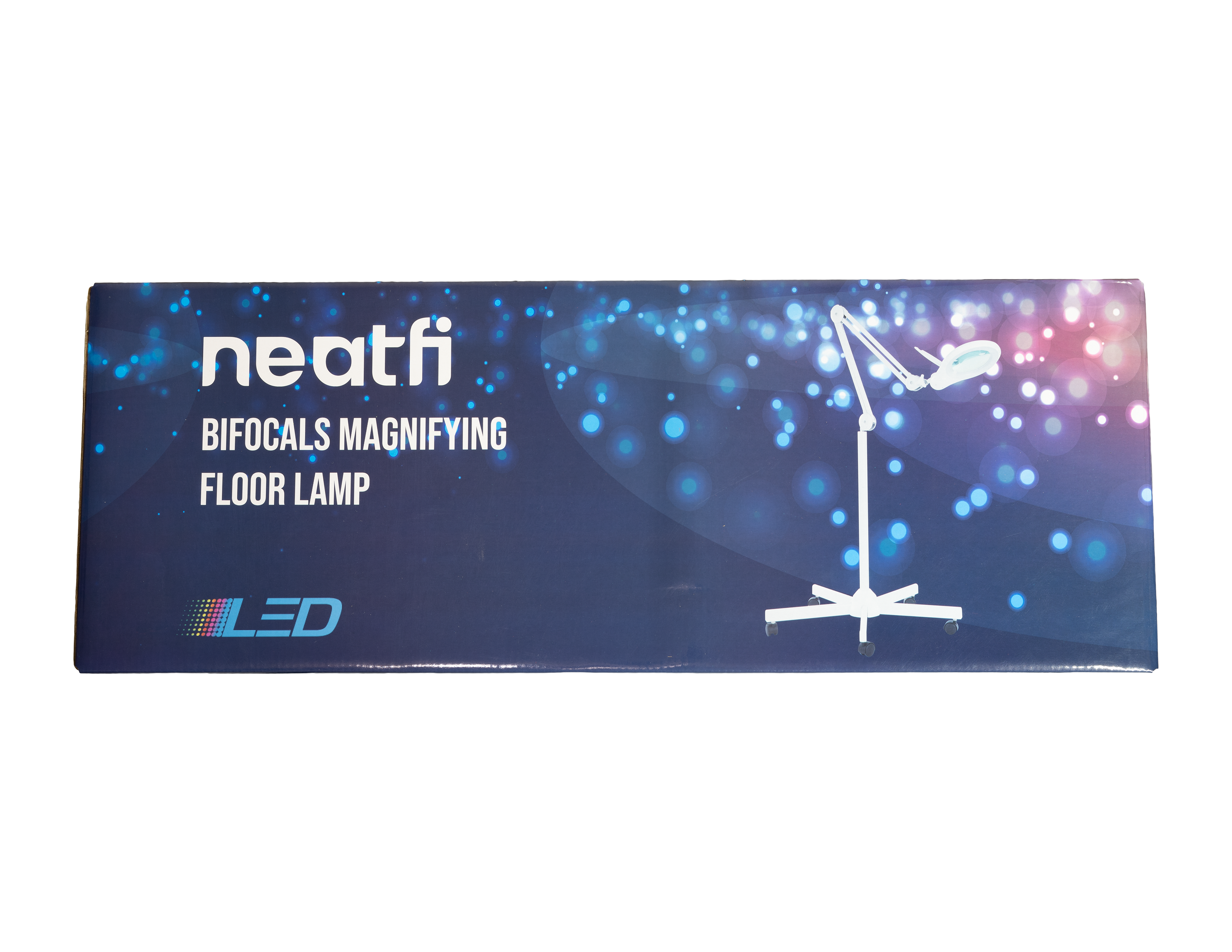 5" Wide Bifocals Glass Lens – 1200 Lumens LED Magnifying Floor Lamp with Rolling Base, White