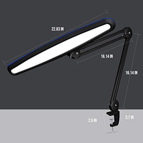 23" Wide Shade XL 2,200 Lumens LED Task Lamp with Clamp and Correlated Color Temperature - Black