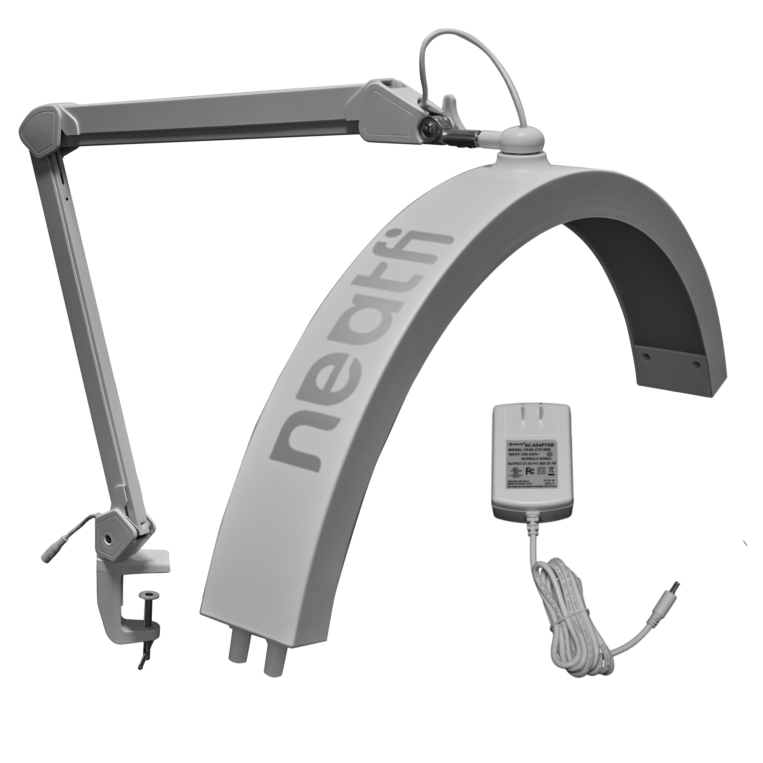 Half Moon LED Table Lamp with Clamp – 2500 Lumens, 5 Light Modes for Nail Arts & Facials, White