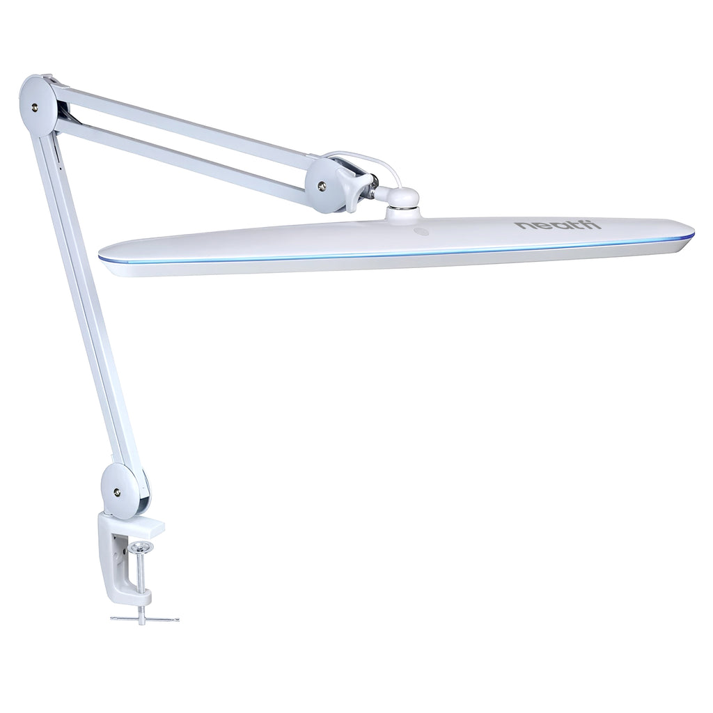 Lámpara de escritorio LED moderna Pro Series XL, 58 cm de ancho, 2200 lúmenes, CRI 95, regulable, brazo ajustable con abrazadera