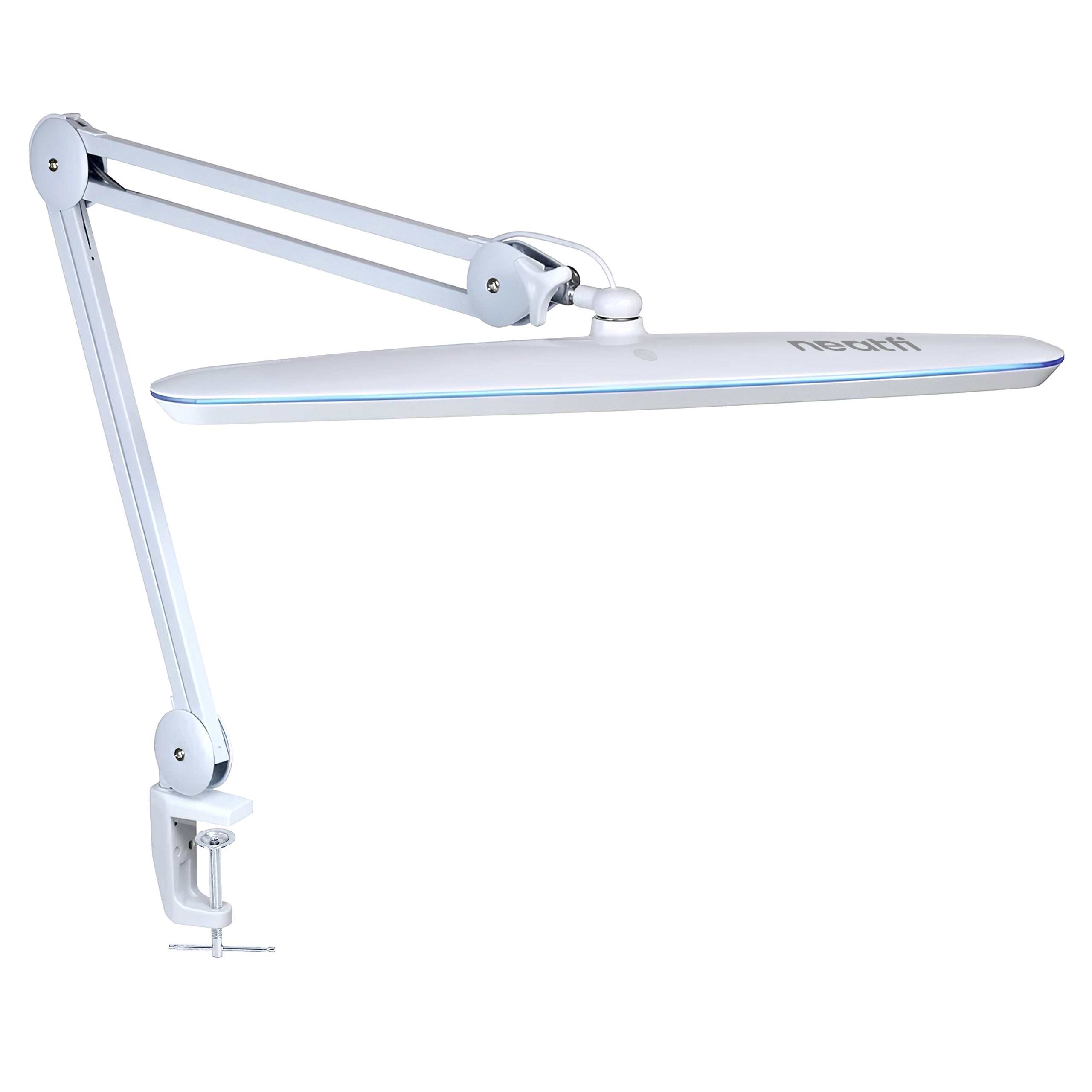 Lámpara de escritorio LED moderna Pro Series XL, 58 cm de ancho, 2200 lúmenes, CRI 95, regulable, brazo ajustable con abrazadera
