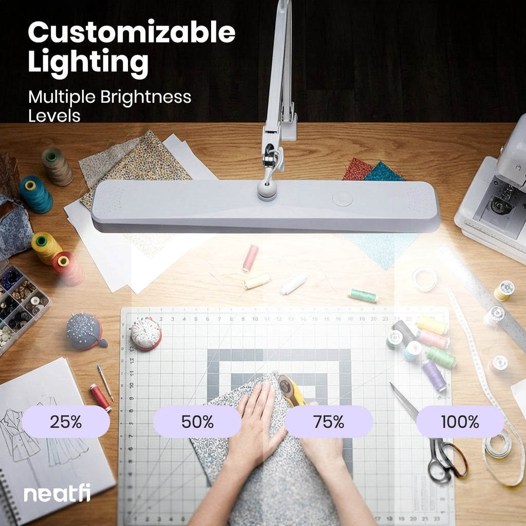 2500 Lumens LED Desk Lamp with Clamp – 22" Wide Shade, 5 Color Modes for Nails & Crafts, White