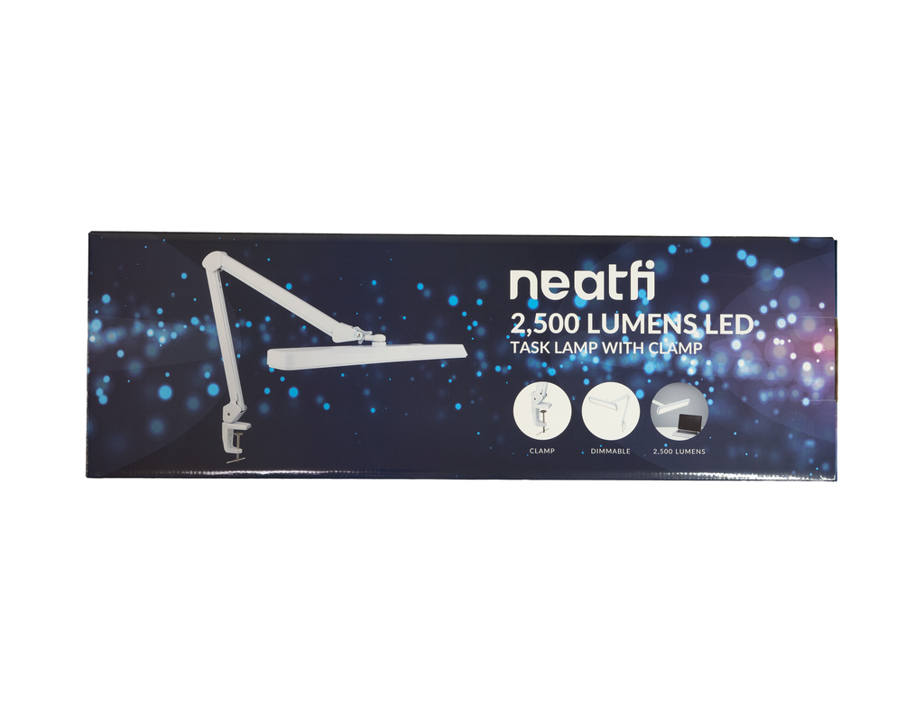 2500 Lumens LED Desk Lamp with Clamp – 22" Wide Shade, 5 Color Modes for Nails & Crafts, White