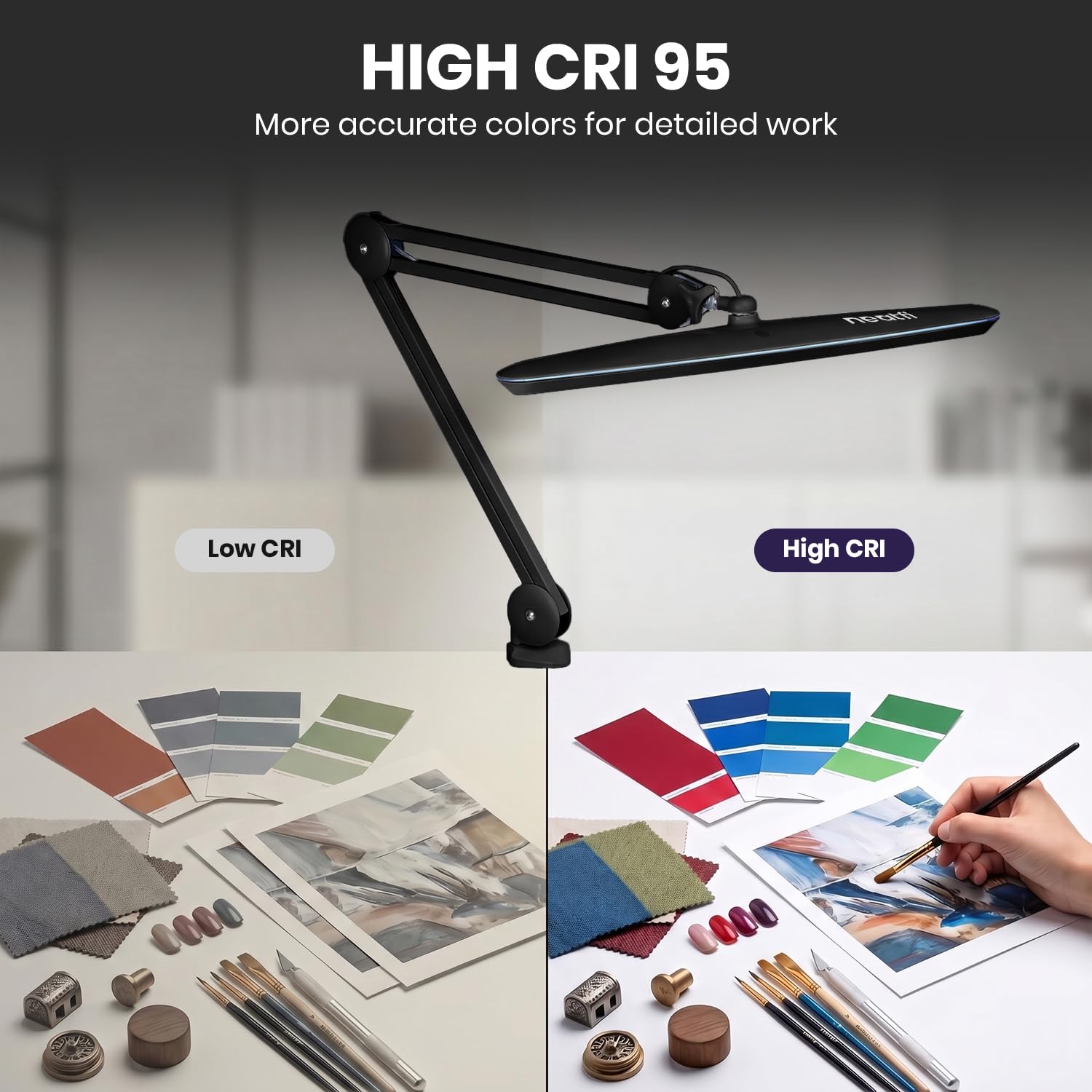 Pro Series XL LED Modern Desk Lamp, 23" Wide, 2200 Lumens, CRI 95, Dimmable, Black