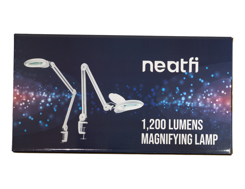 5" Wide Bifocals Lens – 1200 Lumens LED Magnifying Lamp for Crafts & Detail Works, Clamp Mount, White