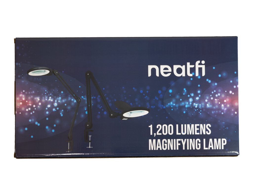 5" Wide Bifocal Lens – 1200 Lumens LED Magnifying Lamp for Crafts & Detail Works, Clamp Mount, Black