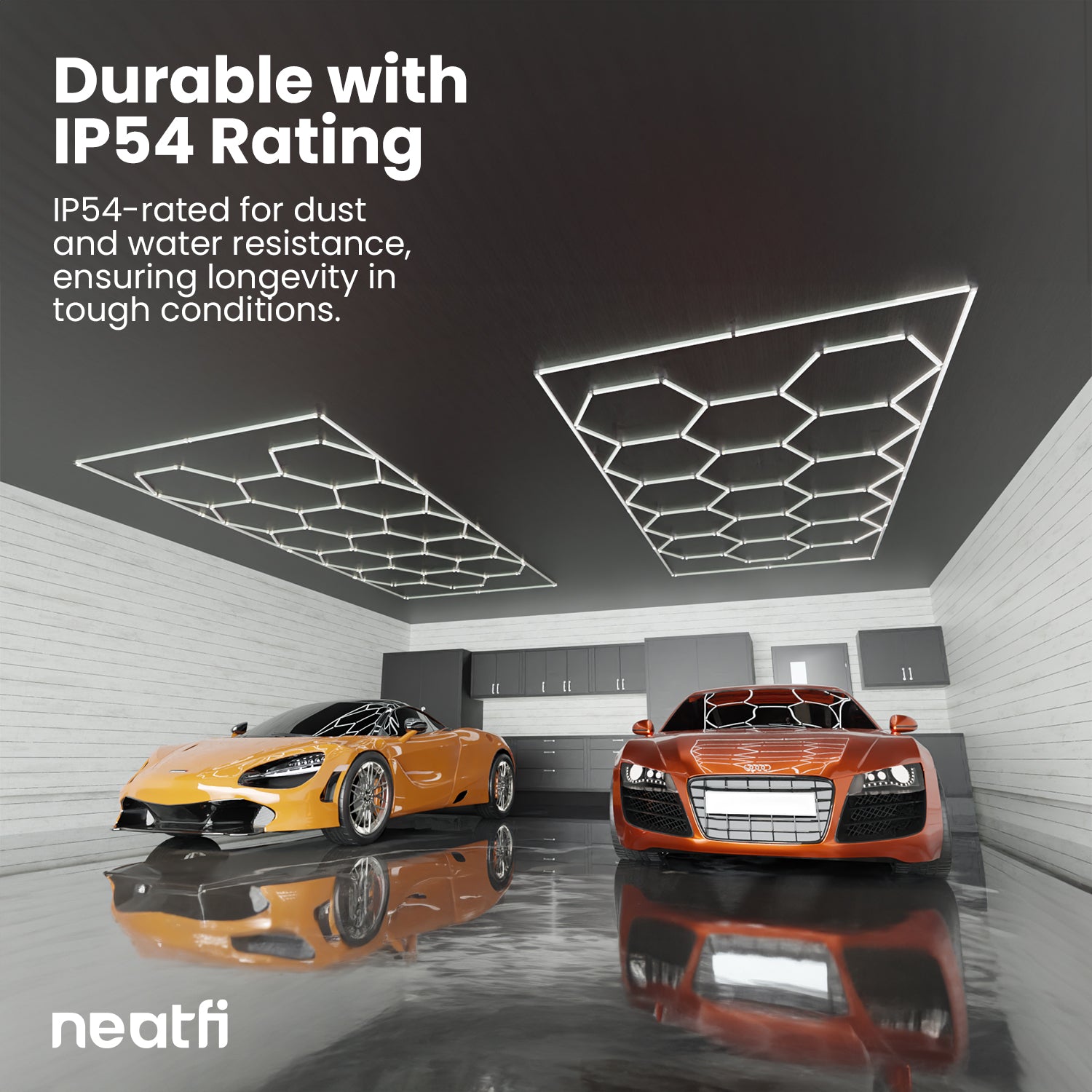 60,720 Lumens Ultra-Bright 15 Hex Grids LED Ceiling Light for Auto Shops, Salons & Gyms, Cool White