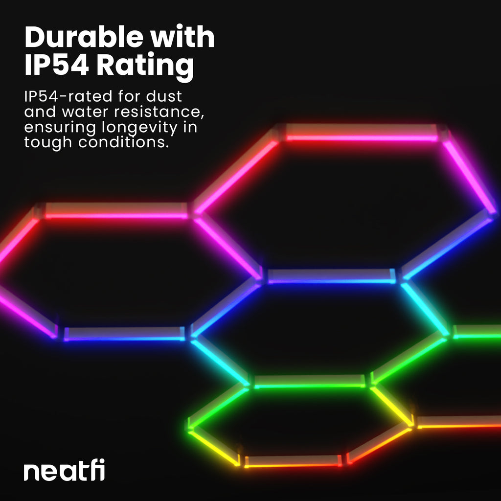 5 Hex Grids RGB LED Ceiling Light – P54 Rated Shop Lighting for Gaming Rooms & Home Theaters