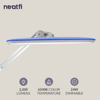 23” Wide Shade, 2200 Lumens LED Desk Lamp with Clamp – Dimmable, Eye-Caring Task Light, White