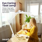 2200 Lumens LED Desk Lamp with Clamp – 20” Wide Shade, 3 Light Modes, Dimmable Task Light, White