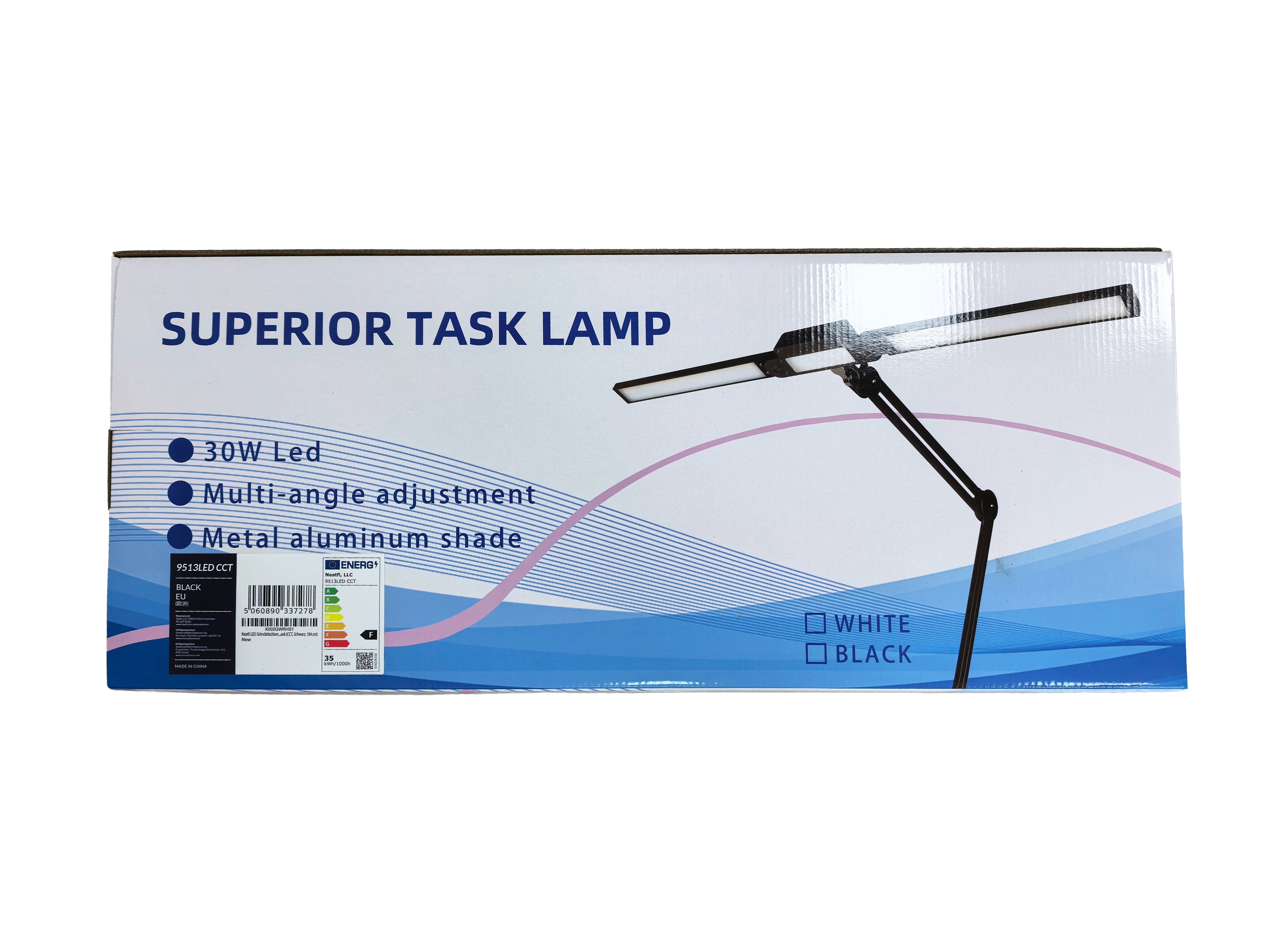 41” Wide Shade, 3000 Lumens LED Desk Lamp with Clamp – CRI 95, 3 Color Modes, Dimmable Task Light, Black