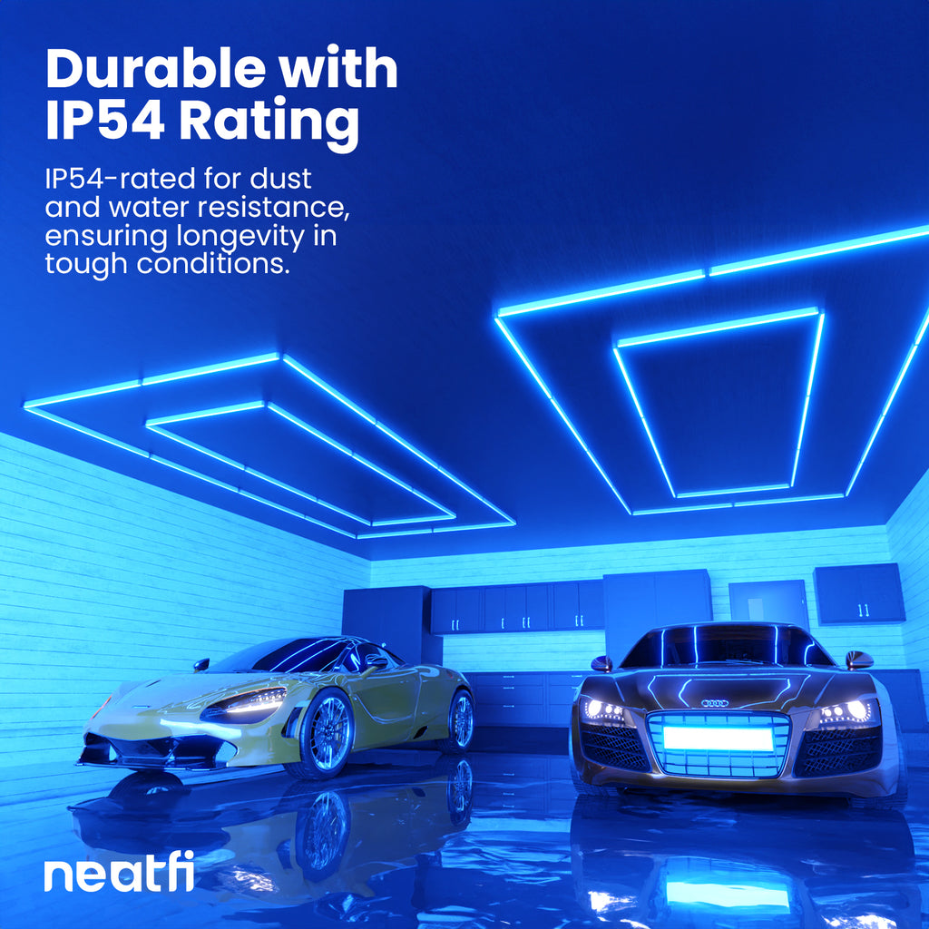 2 Rectangles LED Car Garage Light – 35,200 Lumens, Easy Installation for Shops & Gyms, Blue