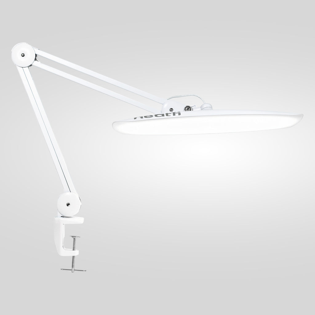 20” Wide Head LED Desk Lamp with Clamp – 2200 Lumens Task Light for Home Office & Crafts, White