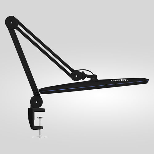 Lampe de bureau LED à pince 2200 lumens – 58,4 cm de large, 3 modes d'éclairage pour établi et bureau à domicile, Argent