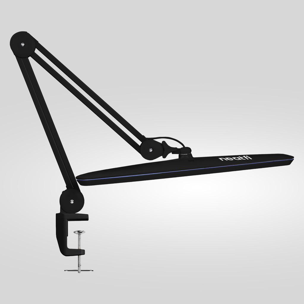 23” Wide Shade, 2200 Lumens LED Desk Lamp with Clamp – Dimmable, Eye-Caring Task Light, Black