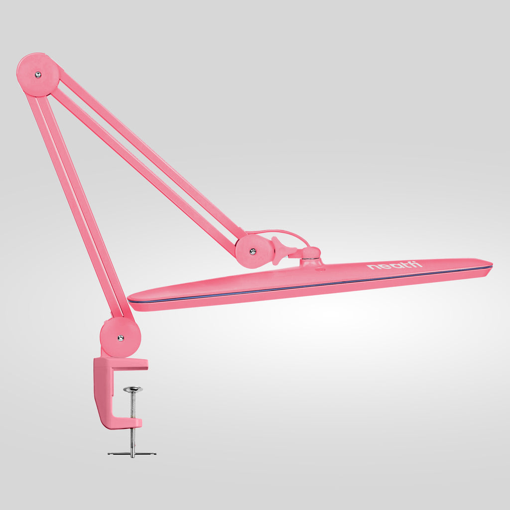 23” Wide Shade, 2200 Lumens LED Desk Lamp with Clamp – Dimmable, Eye-Caring Task Light, Pink