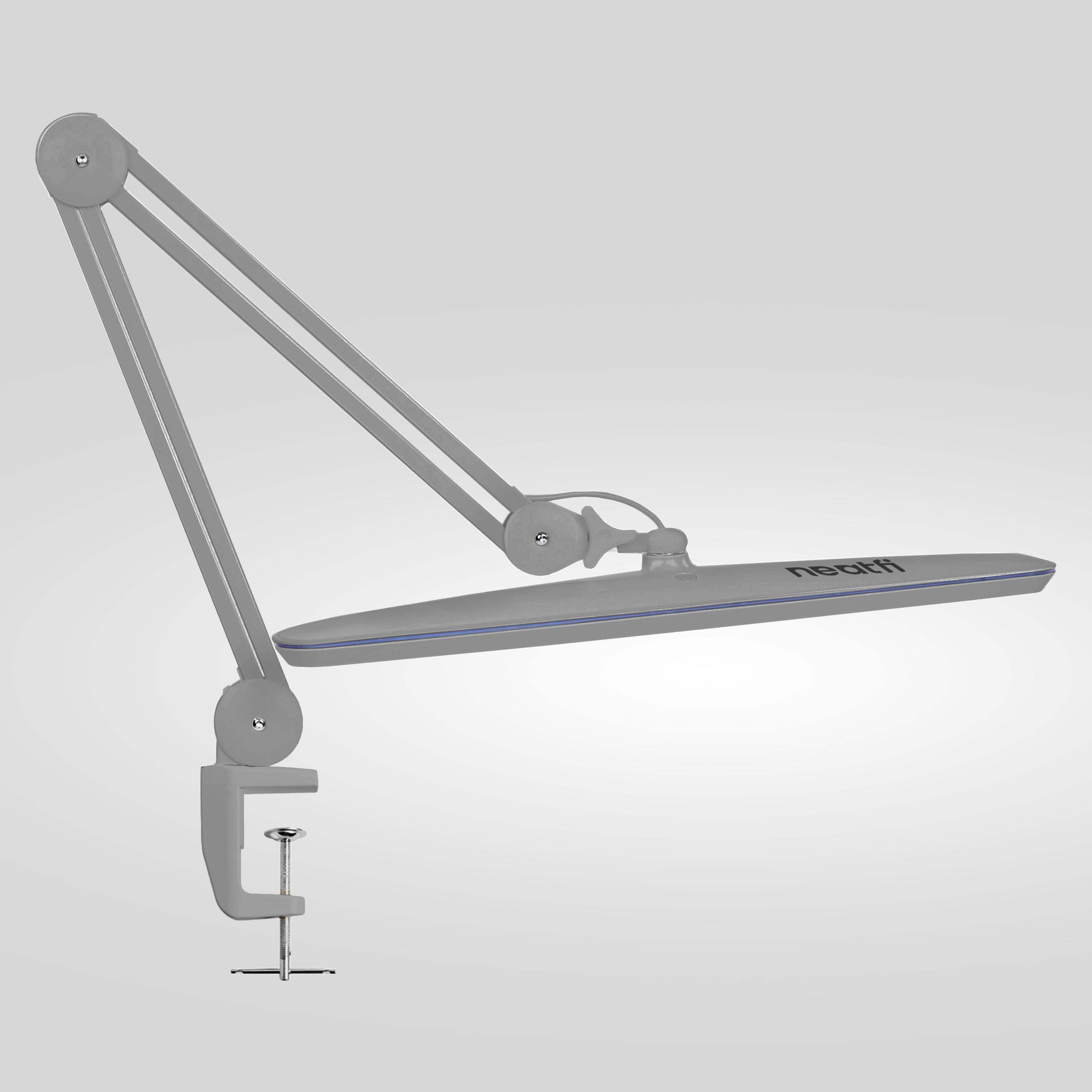 2200 Lumens LED Desk Lamp with Clamp – 23" Wide, 3 Light Modes for Workbench & Home Office, Silver