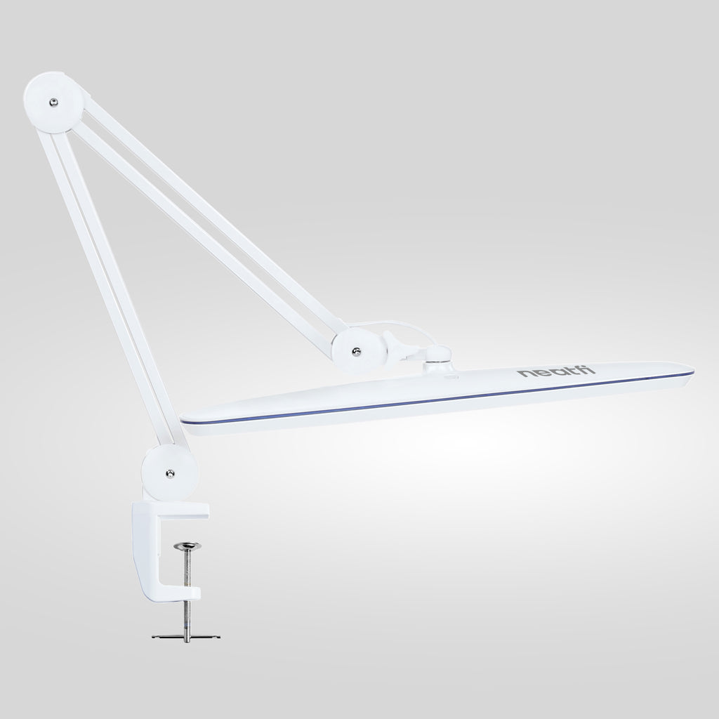 2200 Lumens LED Desk Lamp with Clamp – 23" Wide, 3 Light Modes for Workbench & Home Office, White