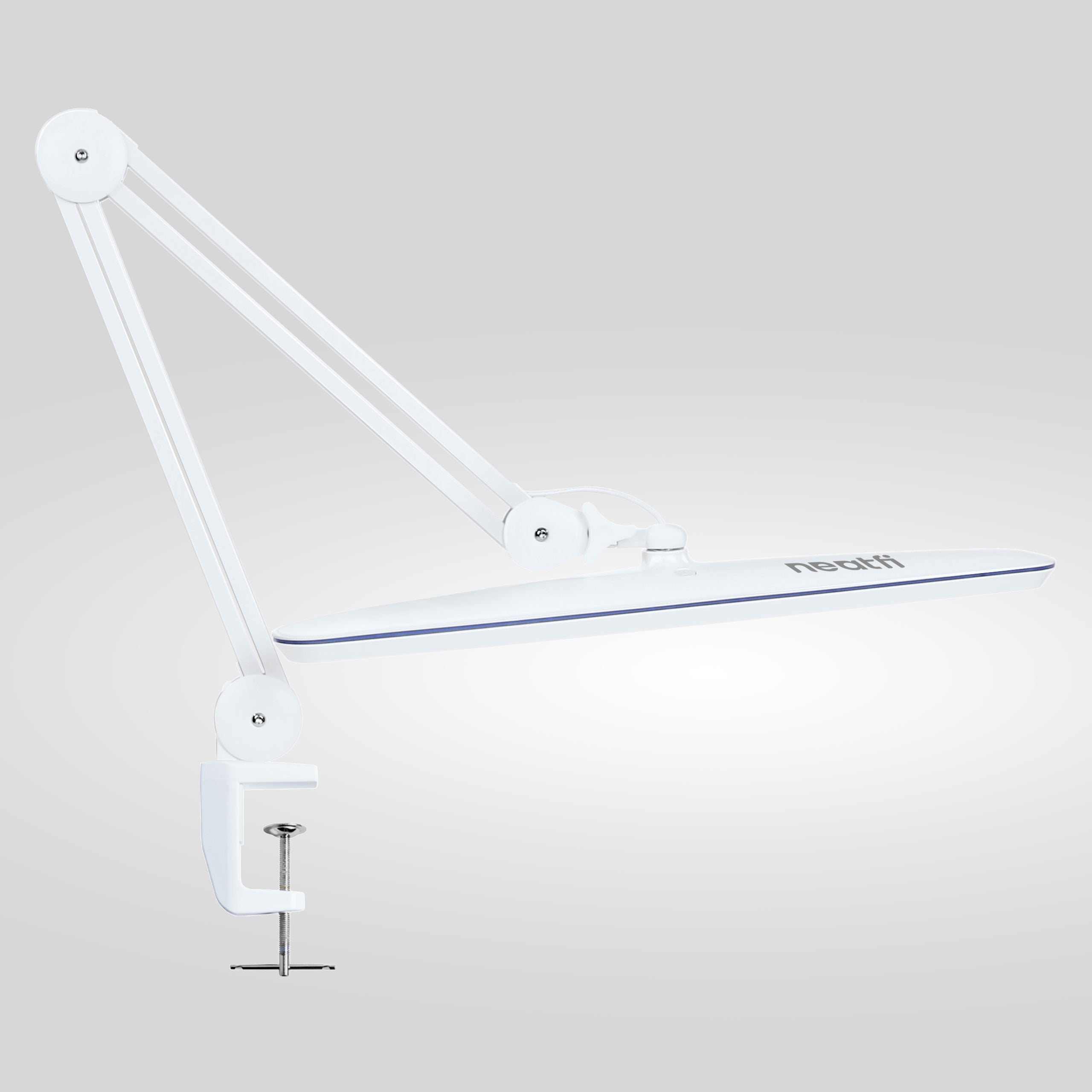 2200 Lumens LED Desk Lamp with Clamp – 23" Wide, 3 Light Modes for Workbench & Home Office, White