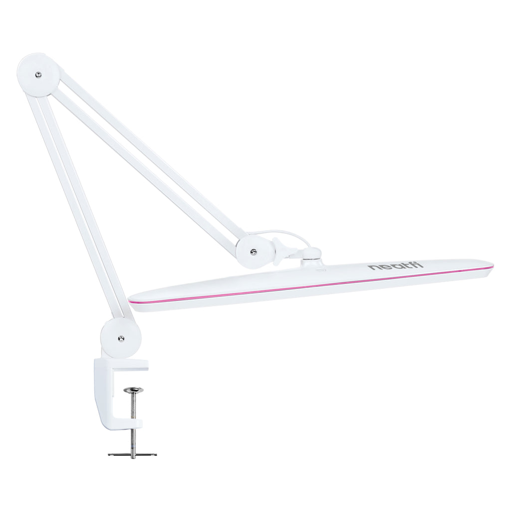 23” Wide Shade, 2200 Lumens LED Desk Lamp with Clamp – Dimmable, Eye-Caring Task Light, Pink Ring