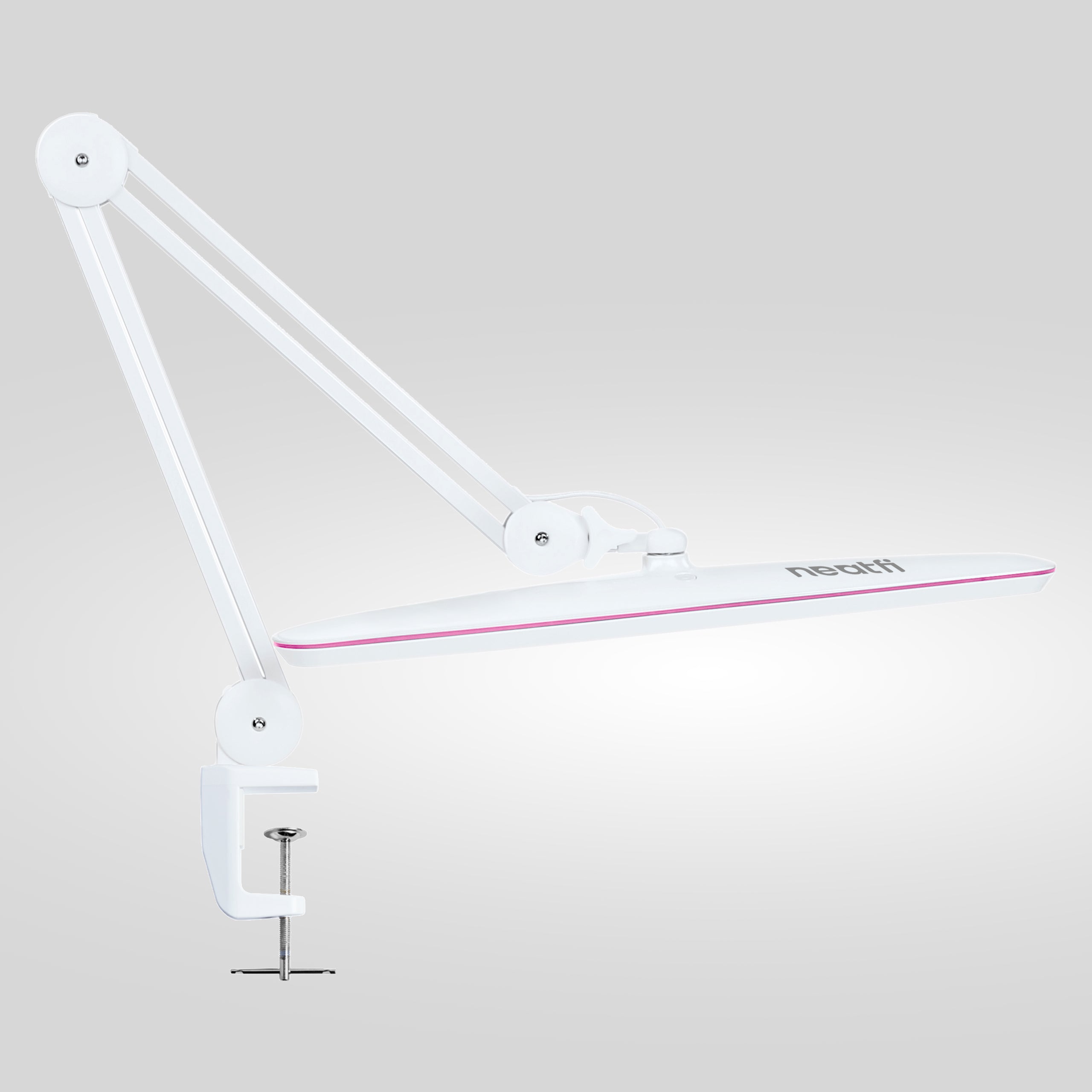 23” Wide Shade, 2200 Lumens LED Desk Lamp with Clamp – Dimmable, Eye-Caring Task Light, Pink Ring