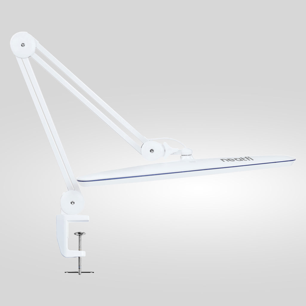 23” Wide Shade, 2200 Lumens LED Desk Lamp with Clamp – Dimmable, Eye-Caring Task Light, White