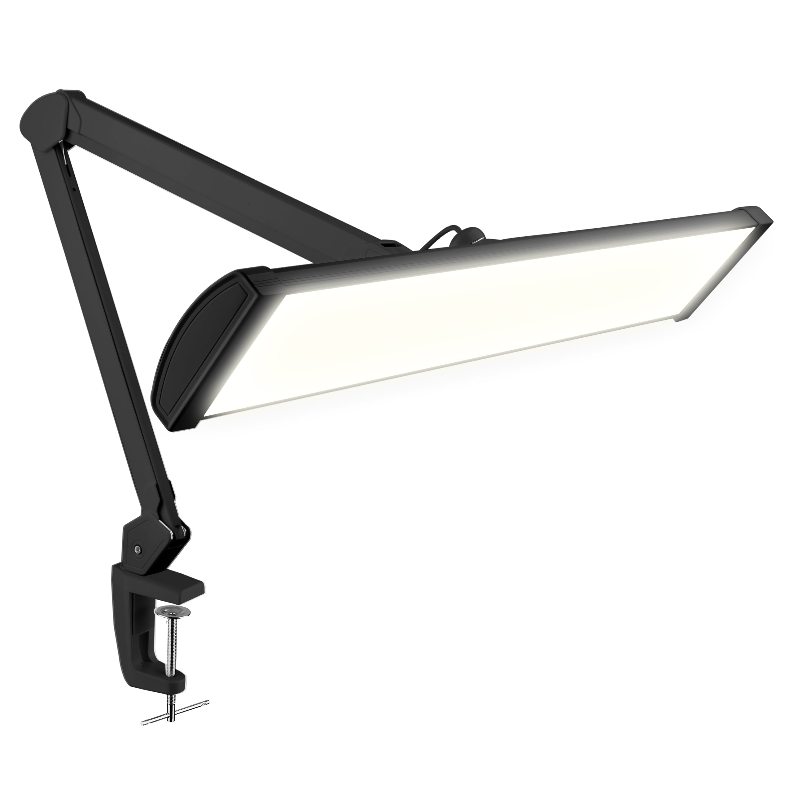 Lámpara de escritorio LED moderna Pro Series XL, 58 cm de ancho, 2200 lúmenes, CRI 95, regulable, brazo ajustable con abrazadera