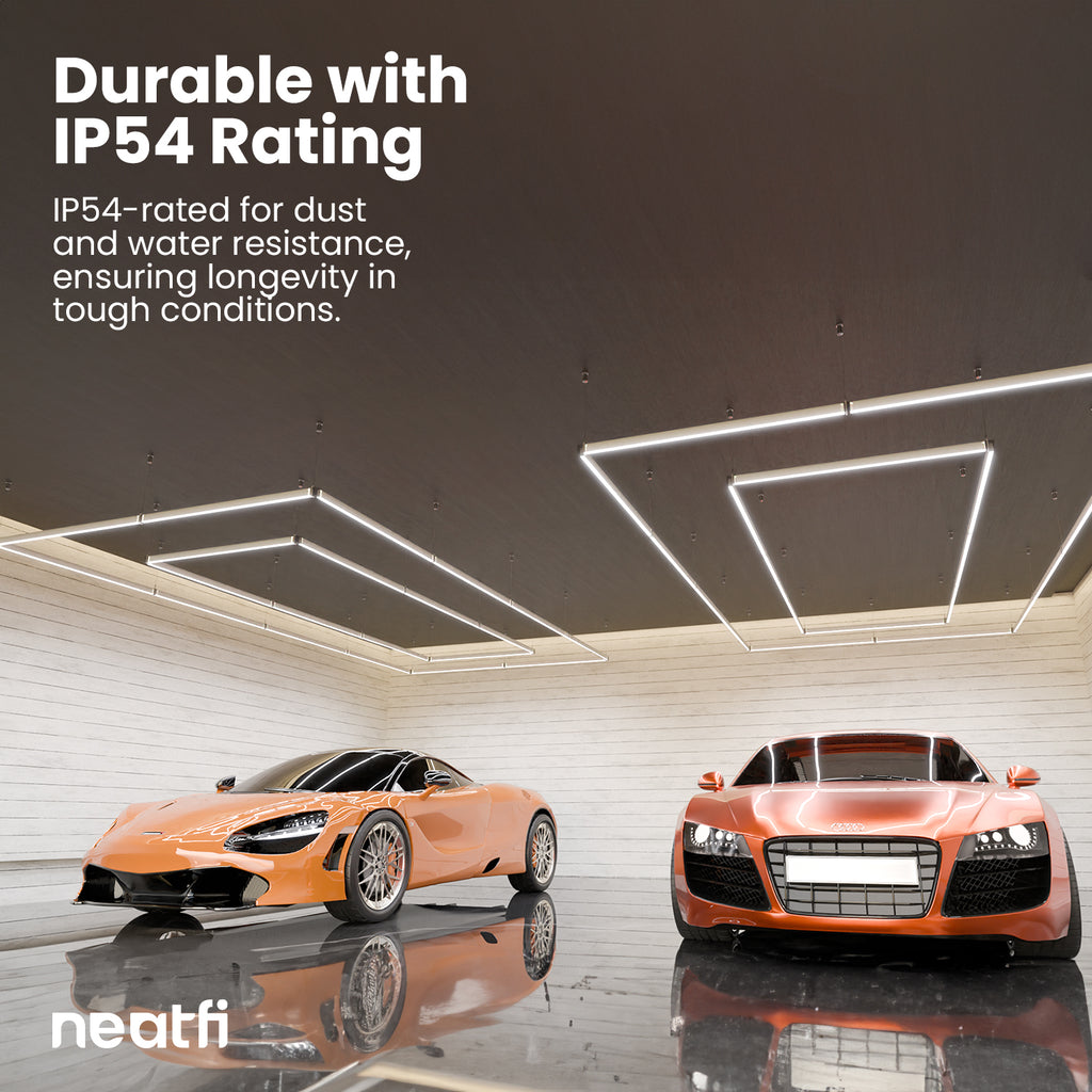 2 Rectangles 35,200 Lumens LED Ceiling Light with Hanging Kit for Shops & Gyms, Cool White