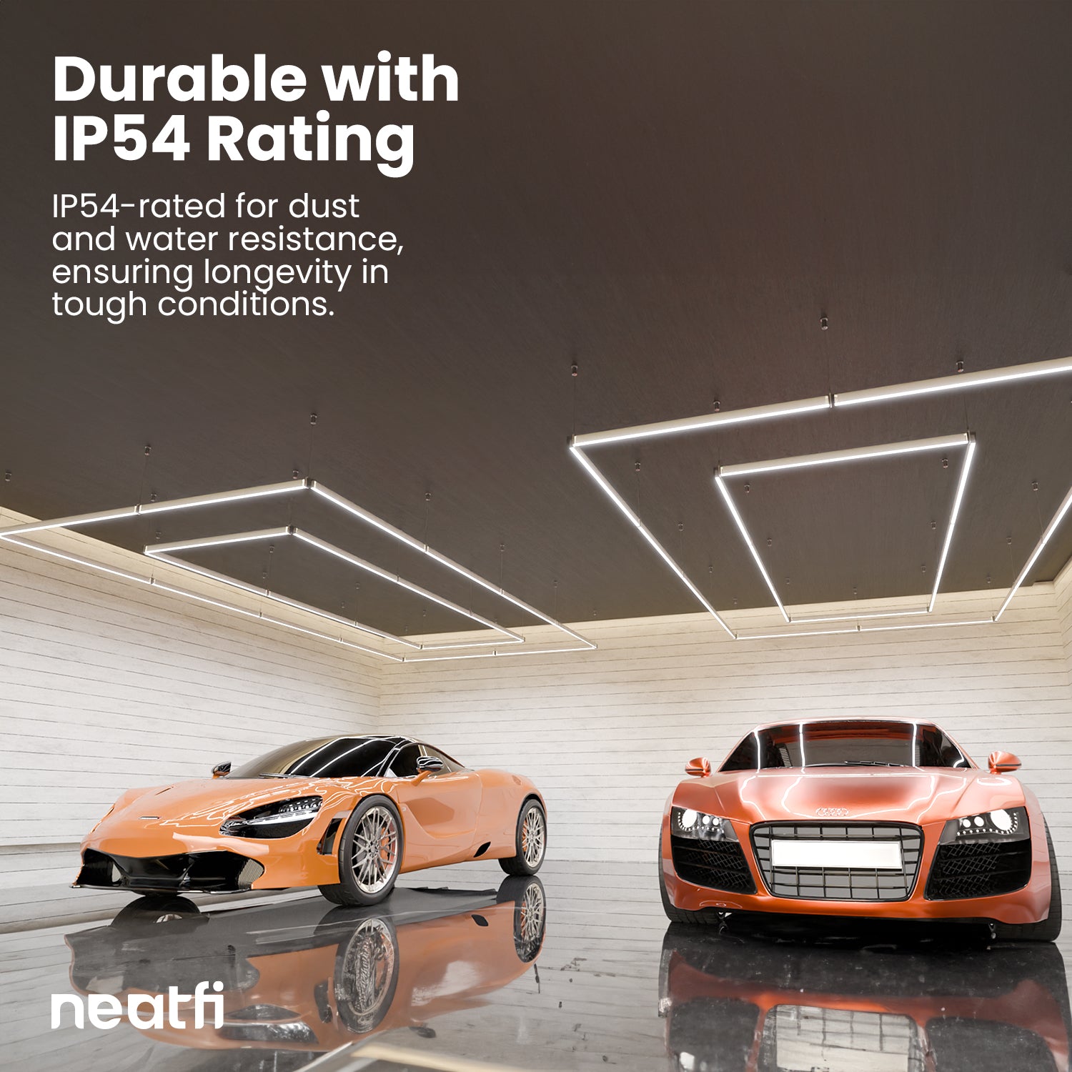 2 Rectangles 35,200 Lumens LED Ceiling Light with Hanging Kit for Shops & Gyms, Cool White