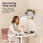 17” Wide Shade Elite LED Desk Lamp with Clamp – 3 Light Modes, Non-polar Dimming, Pink Ring