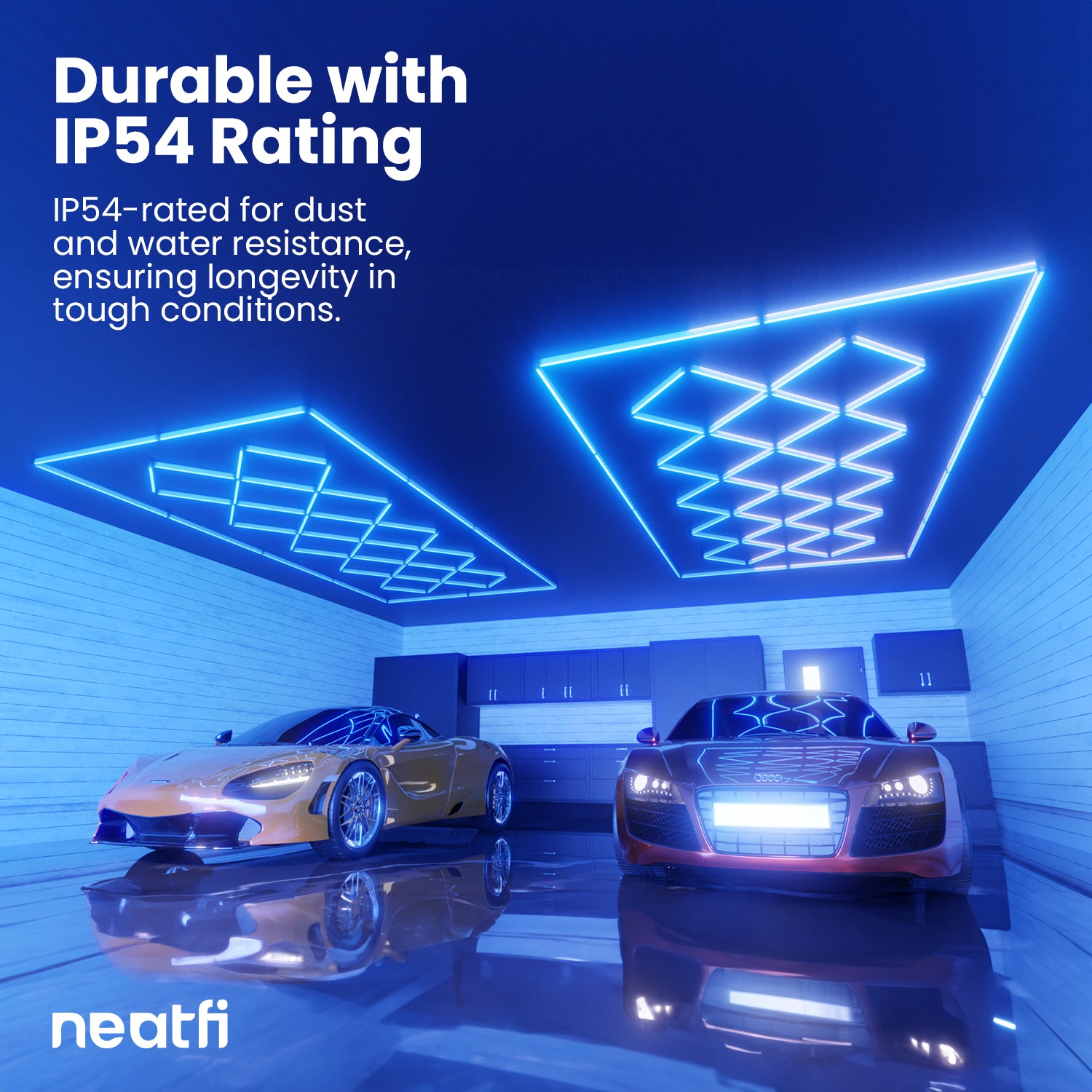 56,320 Lumens Ultra-Bright Diamond Grid LED Ceiling Light for Basements, Shops & Gyms, Blue