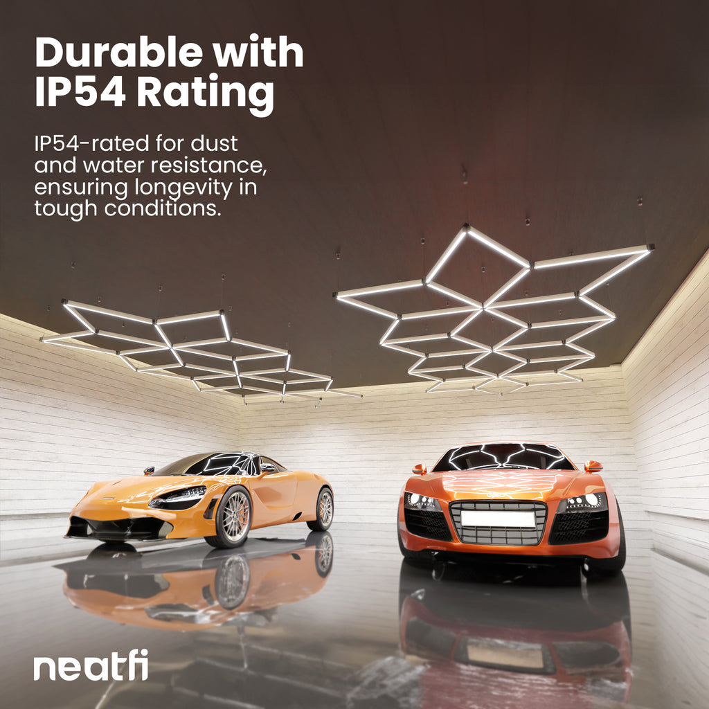 Snowflake Pattern LED Ceiling Light with Hanging Kit for Auto Shops, Salons & Gyms, Cool White