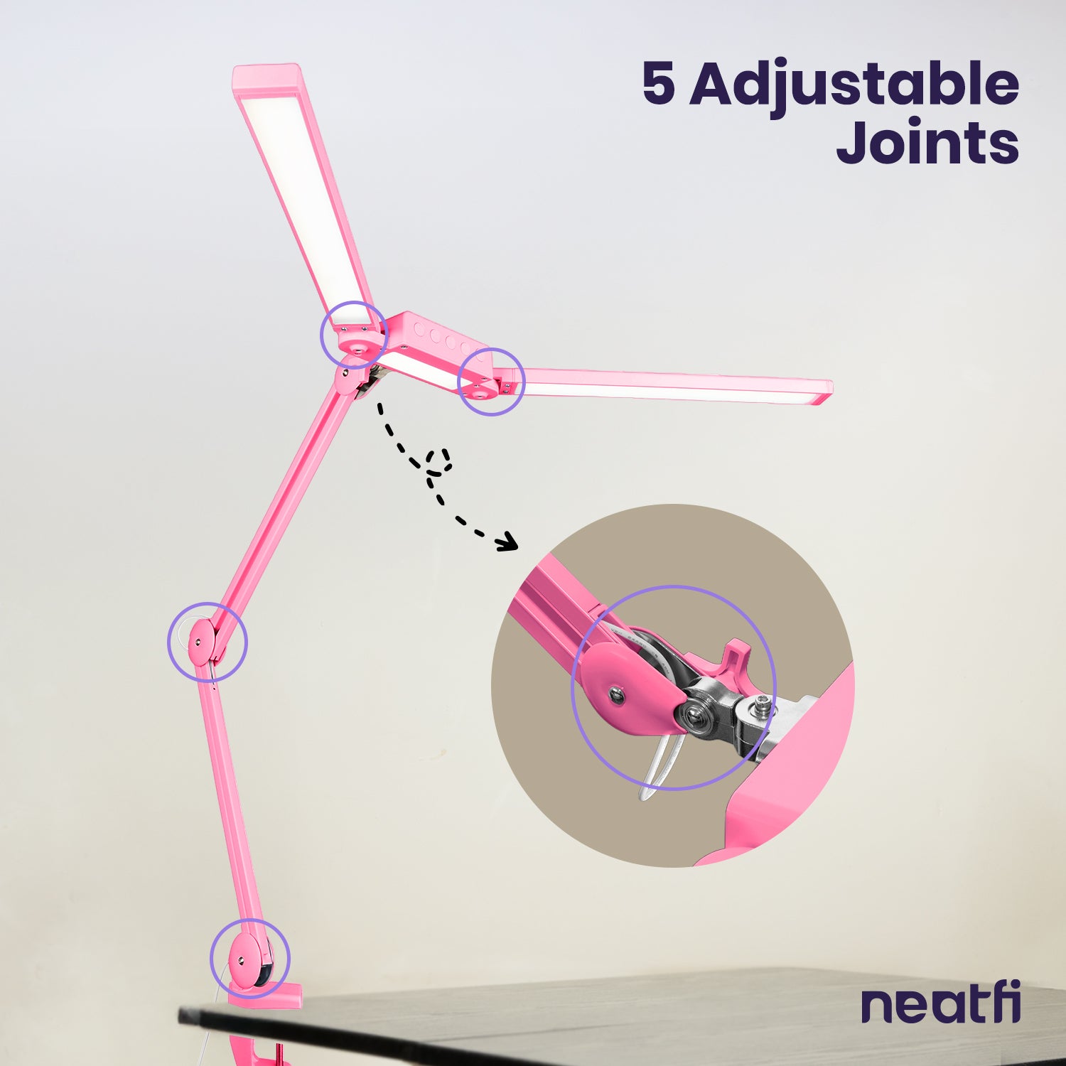 41” Wide Shade, 3000 Lumens LED Desk Lamp with Clamp – CRI 95, 3 Color Modes, Dimmable Task Light, Pink