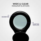 5" Wide 8D Lens – 1200 Lumens LED Magnifying Lamp with Clamp for Crafts & Detail Works, Black