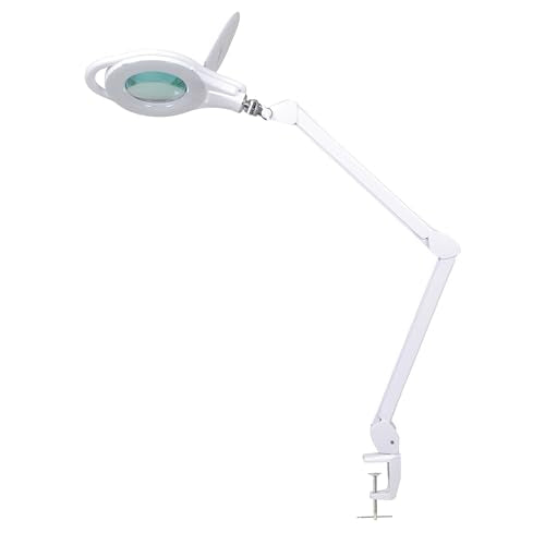 5" Lens Magnifying Lamp with Clamp, 8 Diopter, 3 Light Modes, Dimmable, for Sewing, Painting, Jewelry Making & Reading - White