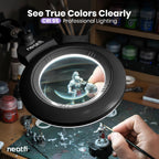 Pro Series XL Bifocal LED Magnifying Lamp – 5D/20D, CRI 95, Dimmable, Adjustable Arm, Black