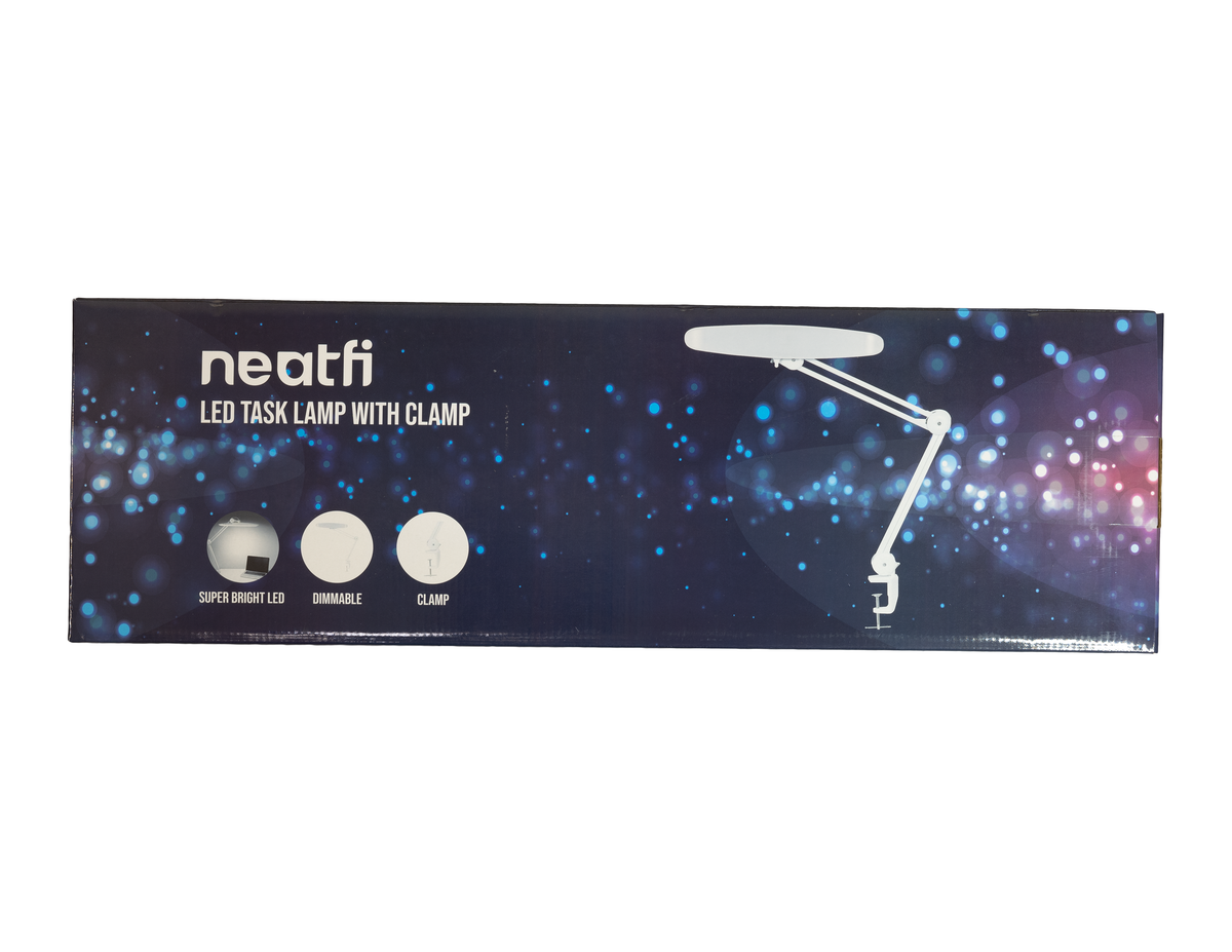 20” Wide LED Desk Lamp with Clamp, Dimmable, Flicker-Free – White